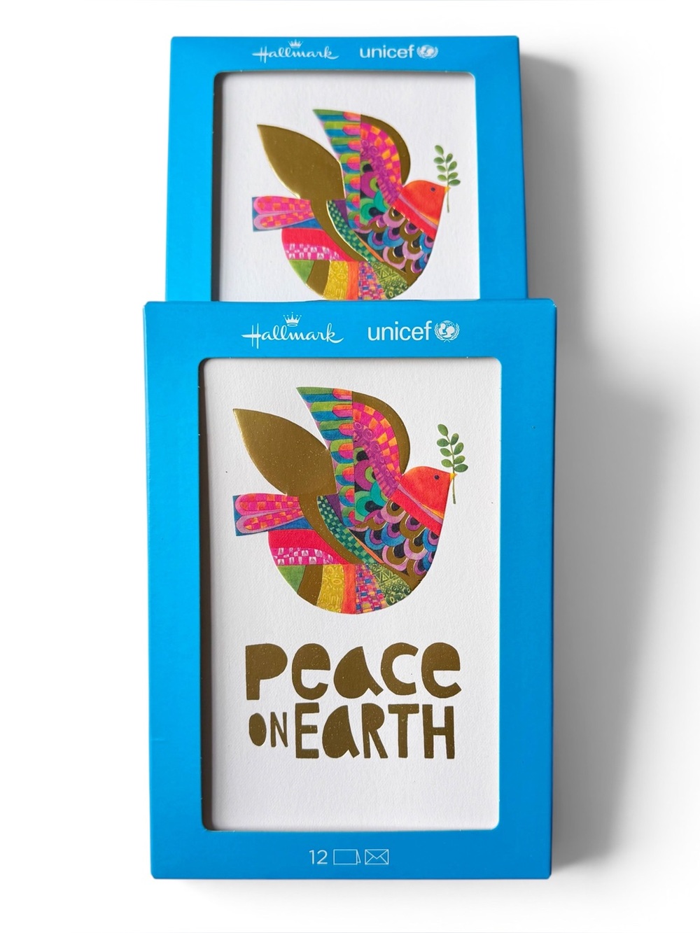 Hallmark UNICEF Peace On Earth Colorful Dove Christmas Cards 2 Boxes - 24 Cards